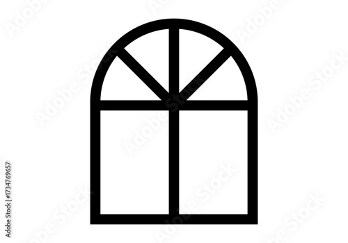 Ventana semicircular. Ventanal. Icono de ventana
