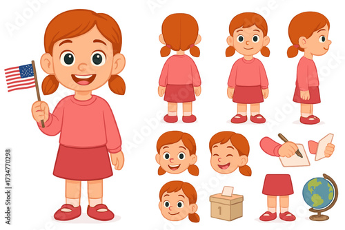 Civic Learner Character. Cartoon realistic vector illustration, Character constructor style, isolated