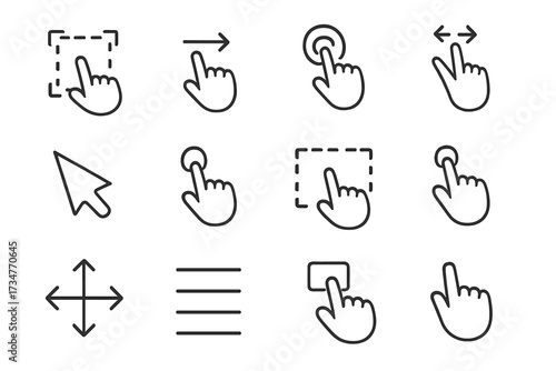 Accessible UI Icon Set. Accessible user interface (UI) design. Line outline icon set of Accessible user