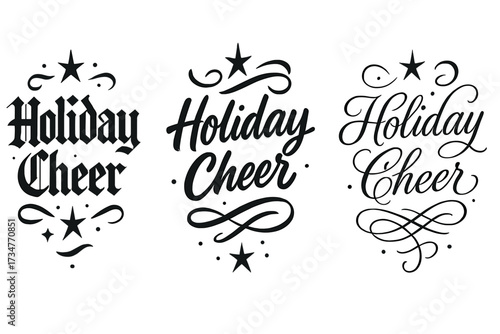 Holiday Cheer Calligraphy. Holiday Cheer. Create a calligraphy lettering illustration of the phrase: Holiday