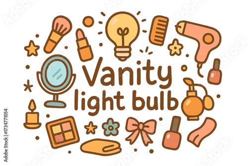 Vanity Light Bulb Doodle. Vanity light bulb. Hand-drawn doodle illustration of Vanity light bulb. light bulb,
