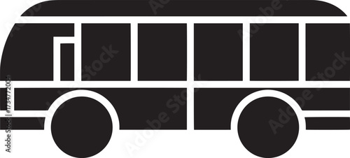 Black silhouette city bus passenger transport public transit urban vehicle
