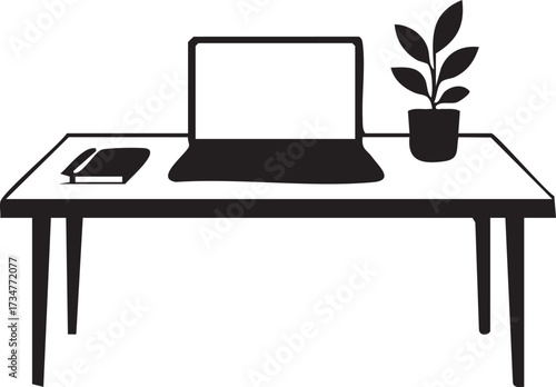 Minimalist Desk Setup silhouette vector