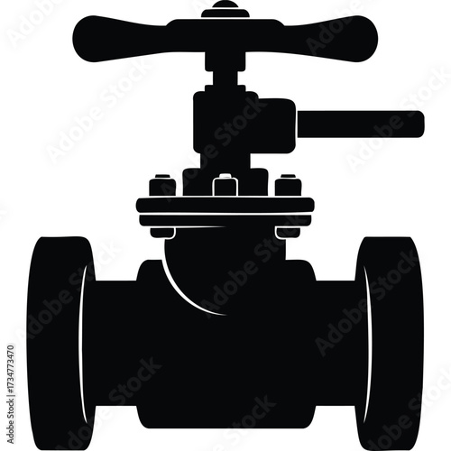 Black and White Silhouette of a Gate Valve pipeline plumbing industrial control fluid water gas oil engineering mechanical equipment