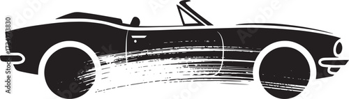Classic convertible car brush stroke icon fast moving auto symbol speed
