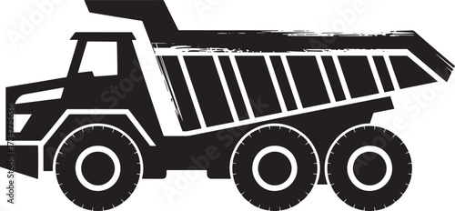 Construction dump truck heavy equipment silhouette grunge style