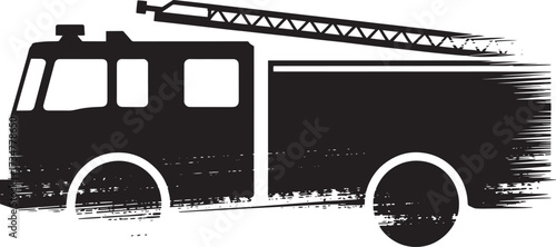 Fire engine truck silhouette emergency vehicle grunge style