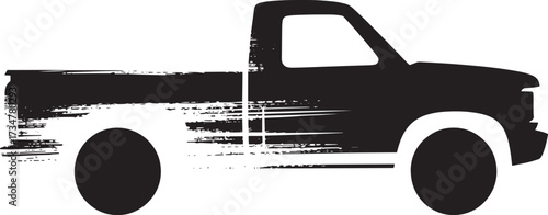 Old school pickup truck silhouette graphic in distressed grunge style