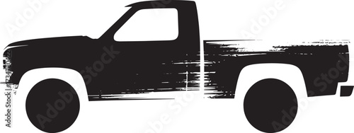 Pickup truck silhouette grunge style isolated on transparent background side view