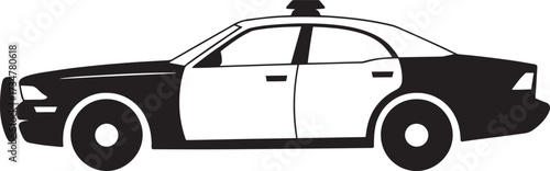 Police car silhouette clean style isolated on transparent background side view