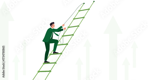 A Businessman Ascends An Innovative Ladder Towards Opportunities And Success