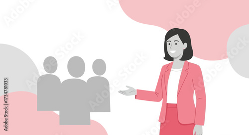 A businesswoman presenting to a group, teamwork and cooperation concept