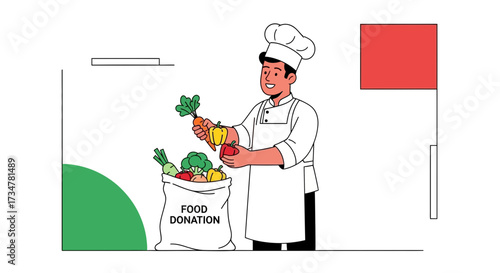 A Chef Preparing Food Donations For A Charitable Organization In The Community