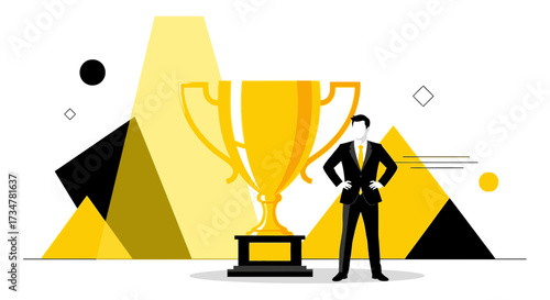 Achievement And Success: A Business Leader Celebrating A Major Victory, Abstract Design