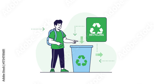 A Person Showing Where To Place Recyclable Materials For A New Earth Initiative