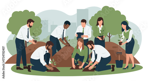 A Group of People Planting Trees for Environmental Conservation and Community Activities