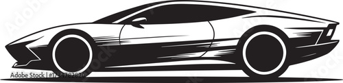 Sport car silhouette isolated icon design element. Modern automobile side view with brush strokes