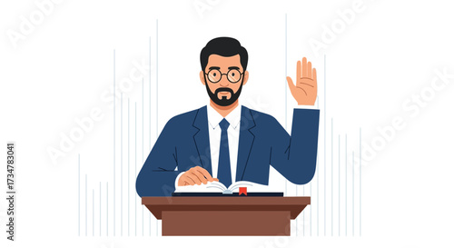 A Lawyer Taking An Oath With Determination And Dedication Depicted In A Vector Illustration