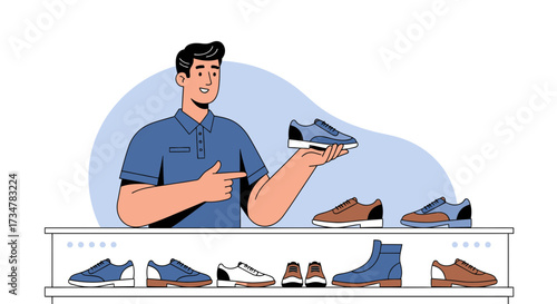A Man Choosing The Suitable Shoes From The Variety Of Fashion Footwear Selection