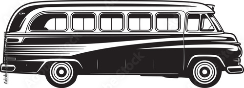 Vintage minivan side view passenger bus city travel transport illustration