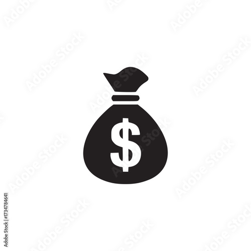Vector art of money bag with dollar sign this icon represents wealth, finance, and the accumulation of money, often associated with savings, investment, or financial success