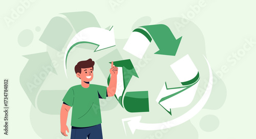 A Young Man Demonstrates Recycling: Promoting Environmental Responsibility and Conservation