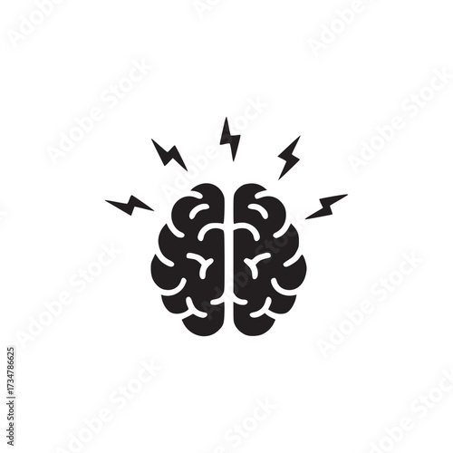 Vector art of brainstorm icon this vector graphic represents a brain with lightning bolts, symbolizing ideas, innovation, and mental activity, rendered in a simple, minimalist style