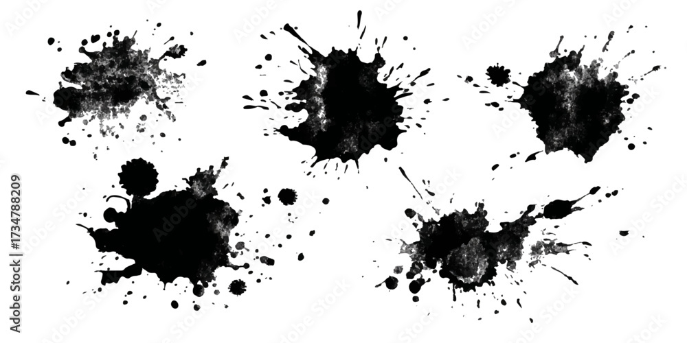 Obraz premium ink blots and splats. detailed ink splats Hyperrealistic Highly Detailed Isolated On Transparent Background 