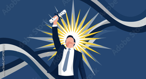Achievement Celebration Illustrative Image Of Successful Individual Holding Diploma High