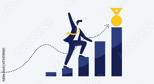 Achieving Business Success: An Illustrated Depiction Of A Corporate Ascent To Triumph