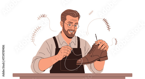 Artisan Cobbler Mending Leather Boots, Showing Craftsmanship, And Providing Durable Repairs