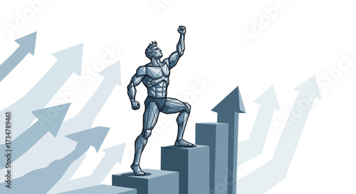 Achieving Heights: Conceptual Illustration Of Success, Growth, And Personal Triumph