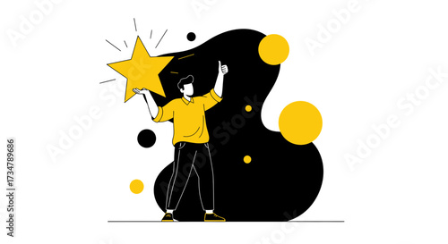 Achieving Success: A Man Displays a Star, Symbolizing Achievement and Excellence