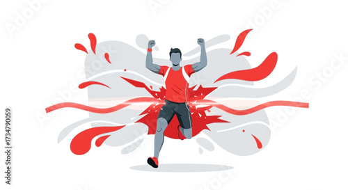 Athletic Triumph: A Dynamic Depiction of Victory and Reaching New Heights in Competition