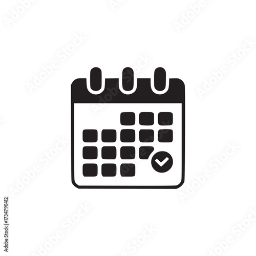 Vector art of calendar icon represents scheduling, appointments, and important dates clean and simple design, suitable for user interfaces and planning applications marked date with a check