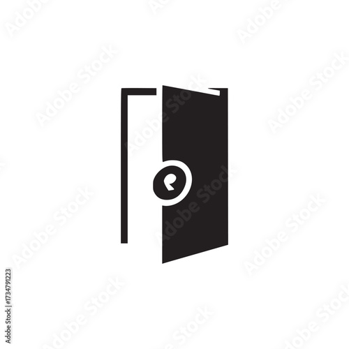 Vector art of door icon symbolizes entrance, exit, access, and opportunity represents new beginnings, possibilities, and choices used in architecture, security, and navigation contexts