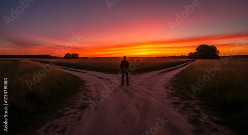 Wallpaper Mural Sunset Crossroads Decision Making. Torontodigital.ca