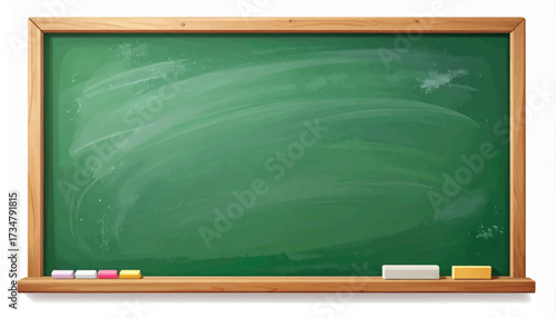 Blank Green Chalkboard with Wooden Frame for Education, School, and Classroom Purposes
