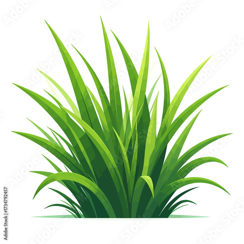 Lush green grass bush illustration, ideal for nature-inspired graphics, representing organic beauty, freshness, and environmental themes in various design applications