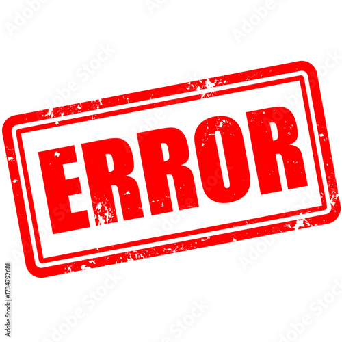 Red Stamp Graphic Illustrating the Word ERROR on a White Background. A Clear Visual Representation of a Glitch or System Failure