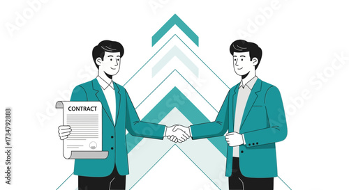 Business Agreement Illustration Depicting Successful Deal and Positive Outcome or Agreement