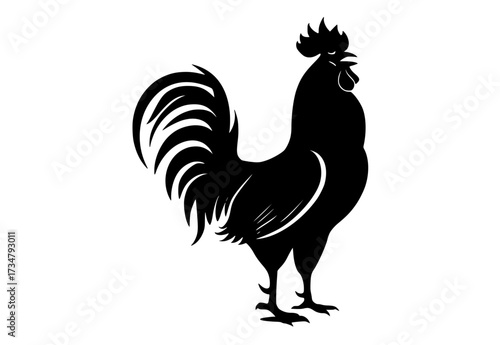 a black silhouette of a rooster standing on a transparent backgroundblack, cock, illustration, image, profile, stand, symbol 