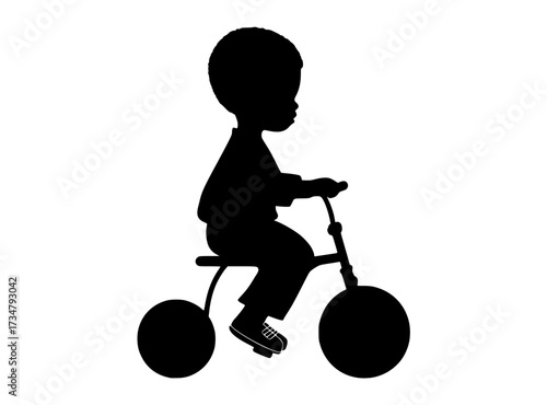a silhouette of a boy riding a tricyclebalance, ball, bicycle, black, boy, child, profile, ride, scooter, tricycle 