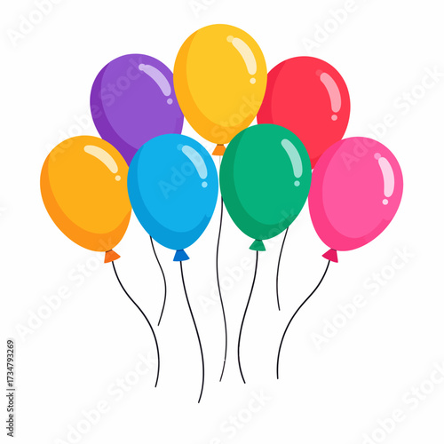 A cheerful concept of celebration with a group of colorful balloons floating up, perfect for any festive occasion