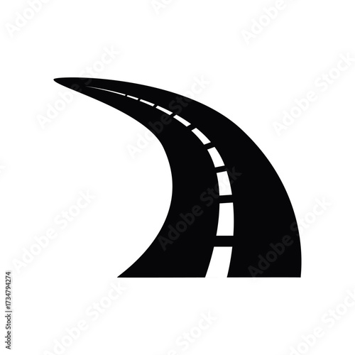 Road icon silhouette vector illustration. Road or highway icon.