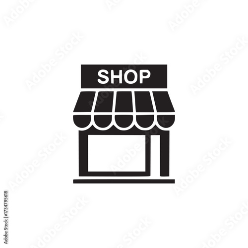 Illustration of a shop the shop has an awning and a window, suggesting a small business or retail establishment the design is simple and clean