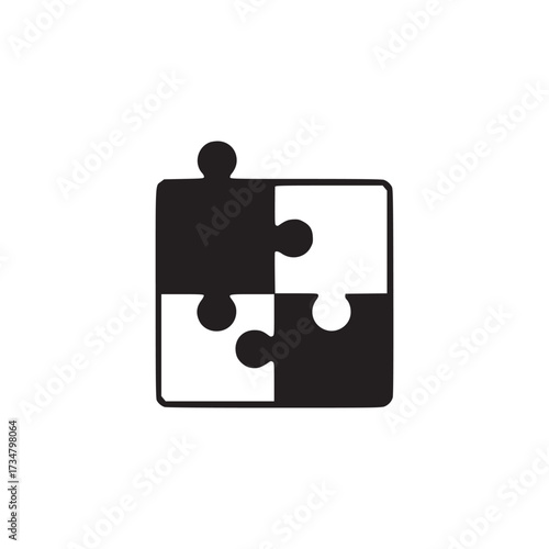 Vector art of a jigsaw puzzle with four pieces, this image represents solution, problemsolving, and connection, emphasizing the importance of strategy and teamwork in achieving success