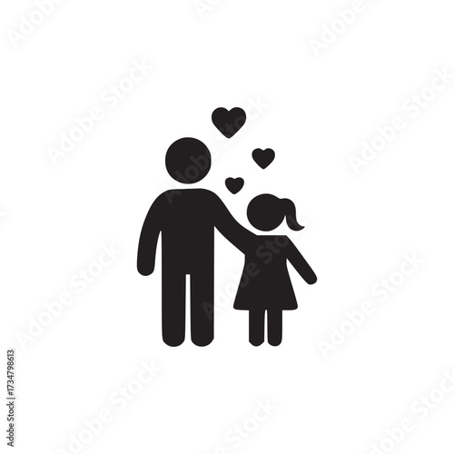 Vector art of silhouette icon of a father and daughter, representing family, love, and connection, conveying simplicity and modern design for familyrelated projects and minimalist themes