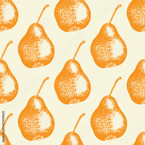 Orange pears pattern on a cream background