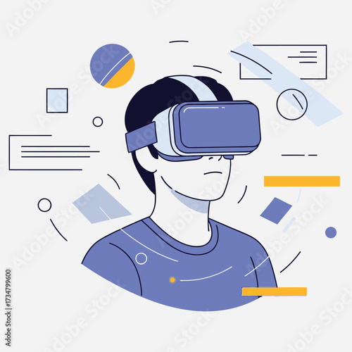 Immersive Virtual Reality Experience A Person Exploring Digital Worlds with Advanced VR Headset